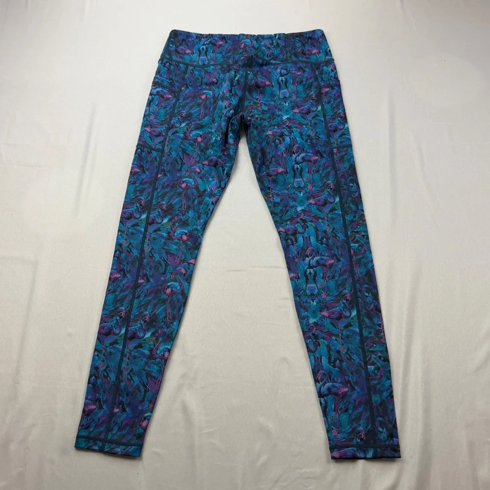 Constantly Varied Gear Leggings Women MED Blue Flamingo Print Pocket Squat Proof